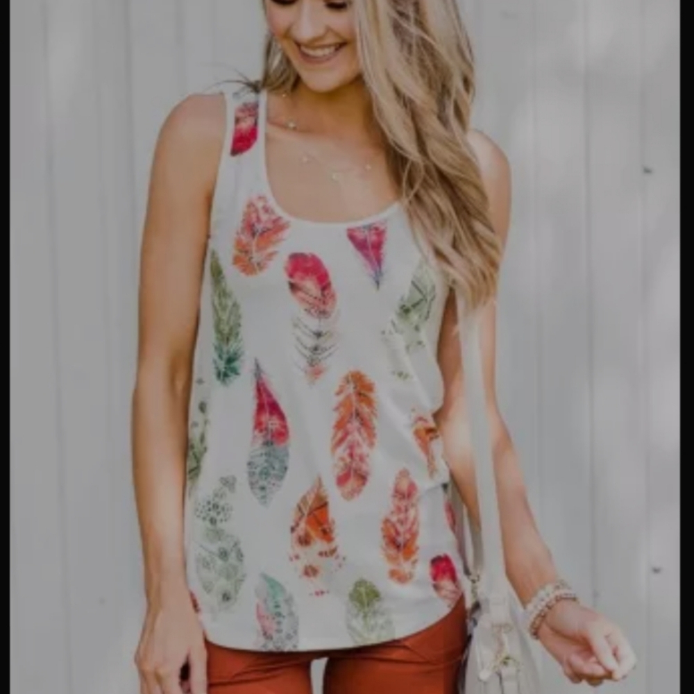 Multi Color Feather Aztec Feather Tank - Picture 6 of 8